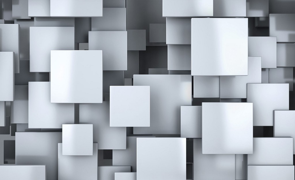 Флизелиновые фотообои абстракция в интерьере 416x254 см 3D Большие серые квадраты (2810VEXXXL)+клей