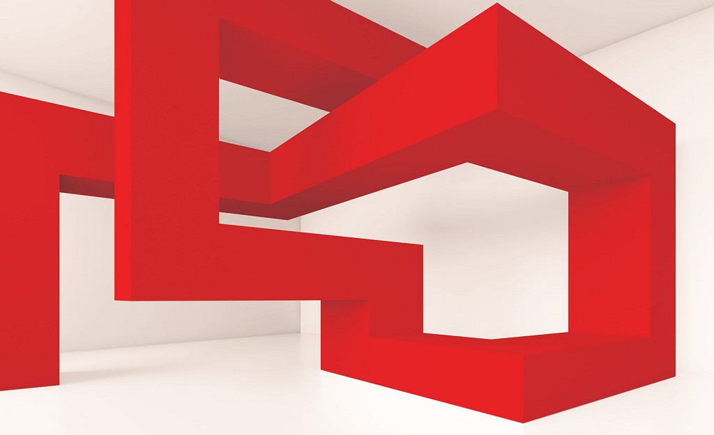 Популярные флизелиновые фотообои 368x254 см 3D Красная геометрическая абстракция (2814V8)+клей