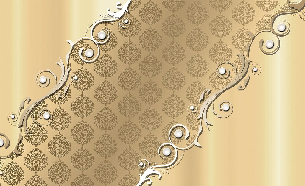 Флизелиновые фотообои для спальни 312x219 см Бежевые узоры и цветы (2852VEXXL)+клей