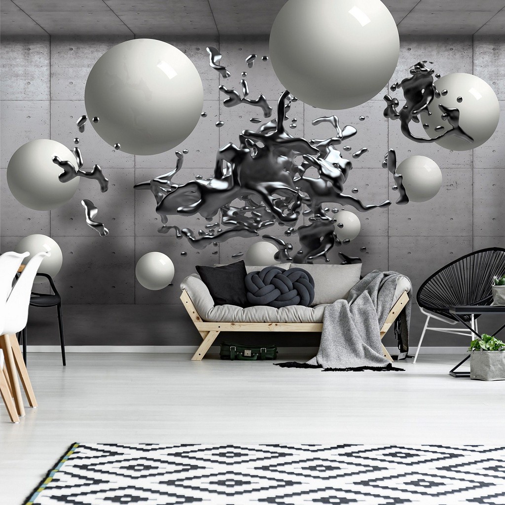 Зд флізелінові фотошпалери 368x254 см Сіра геометрична абстракція (2947V8)+клей