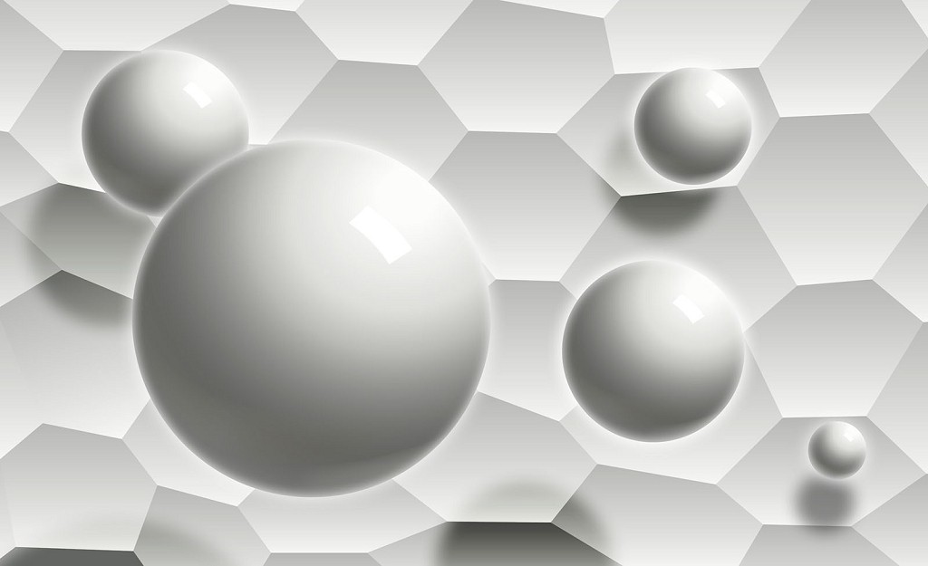 Флизелиновые фотообои на всю стену 416x254 см 3Д Шестигранники и серые шары (2954VEXXXL)+клей
