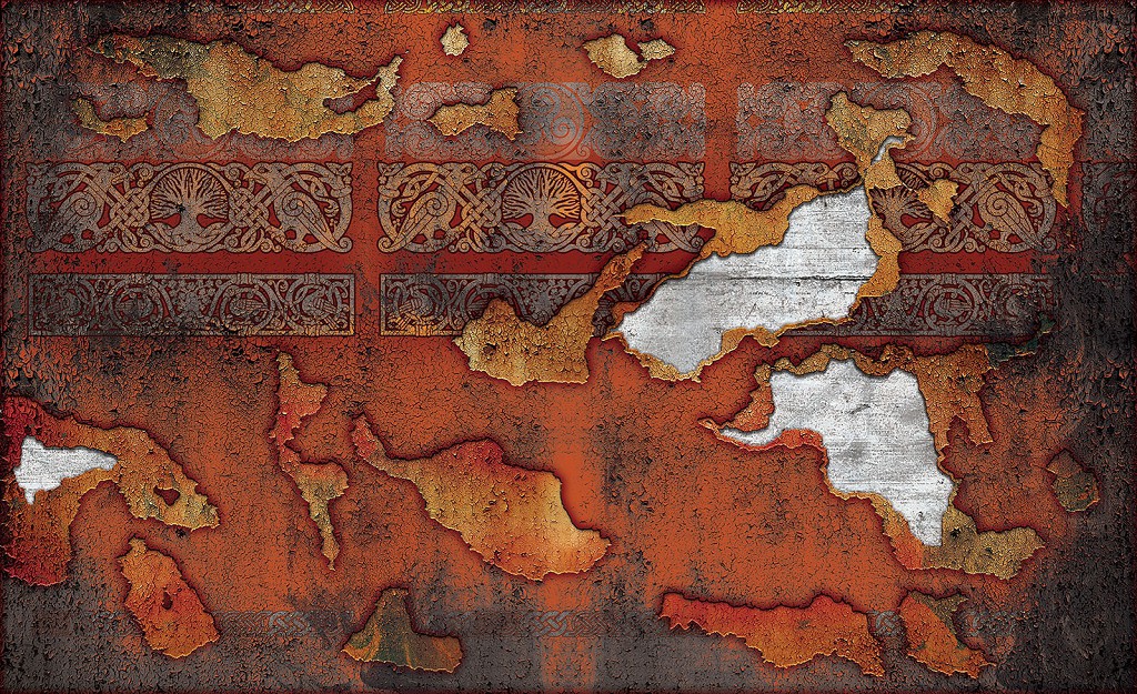 Флизелиновые фотообои для спальни стиль лофт 416x254 см Оранжевая красная винтажная текстура (3011VEXXXL)+клей