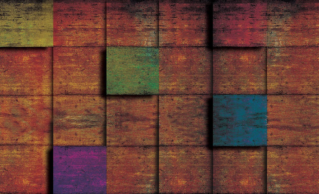 Флизелиновые фотообои для кухни 312x219 см Красочные квадраты (3037VEXXL)+клей