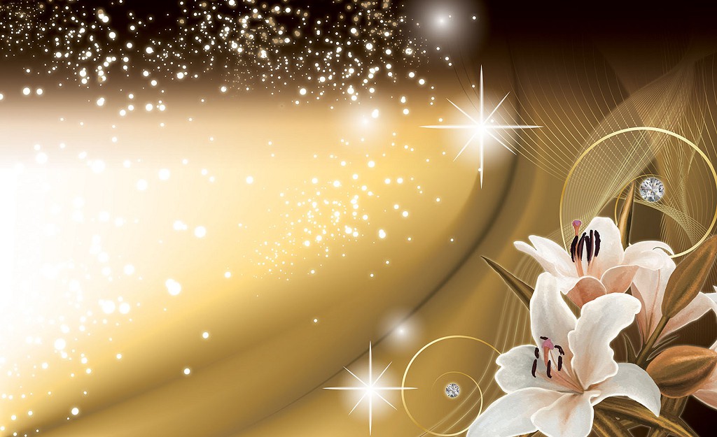 Флізелінові фотошпалери красиві квіти 312x219 см Лілії на жовто-коричневий фон (3053VEXXL)+клей