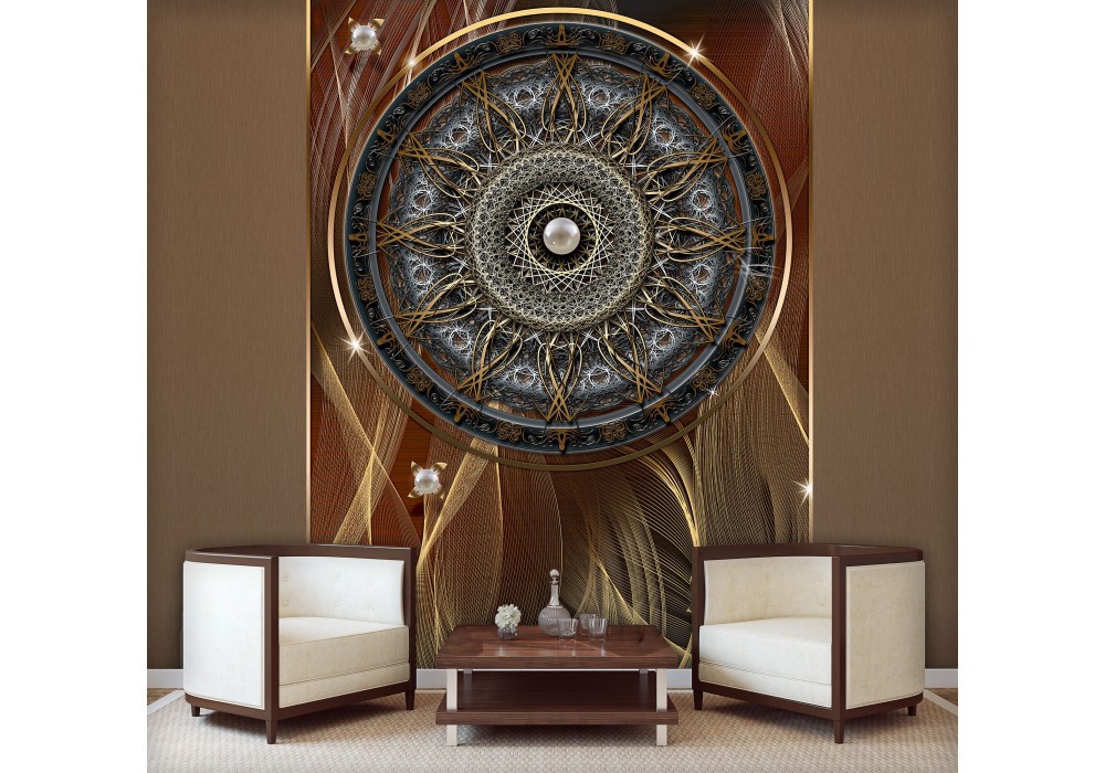 Флизелиновые фотообои фото 184x254 см Красивый узор с мандалой на темном фоне (3090V4A)+клей