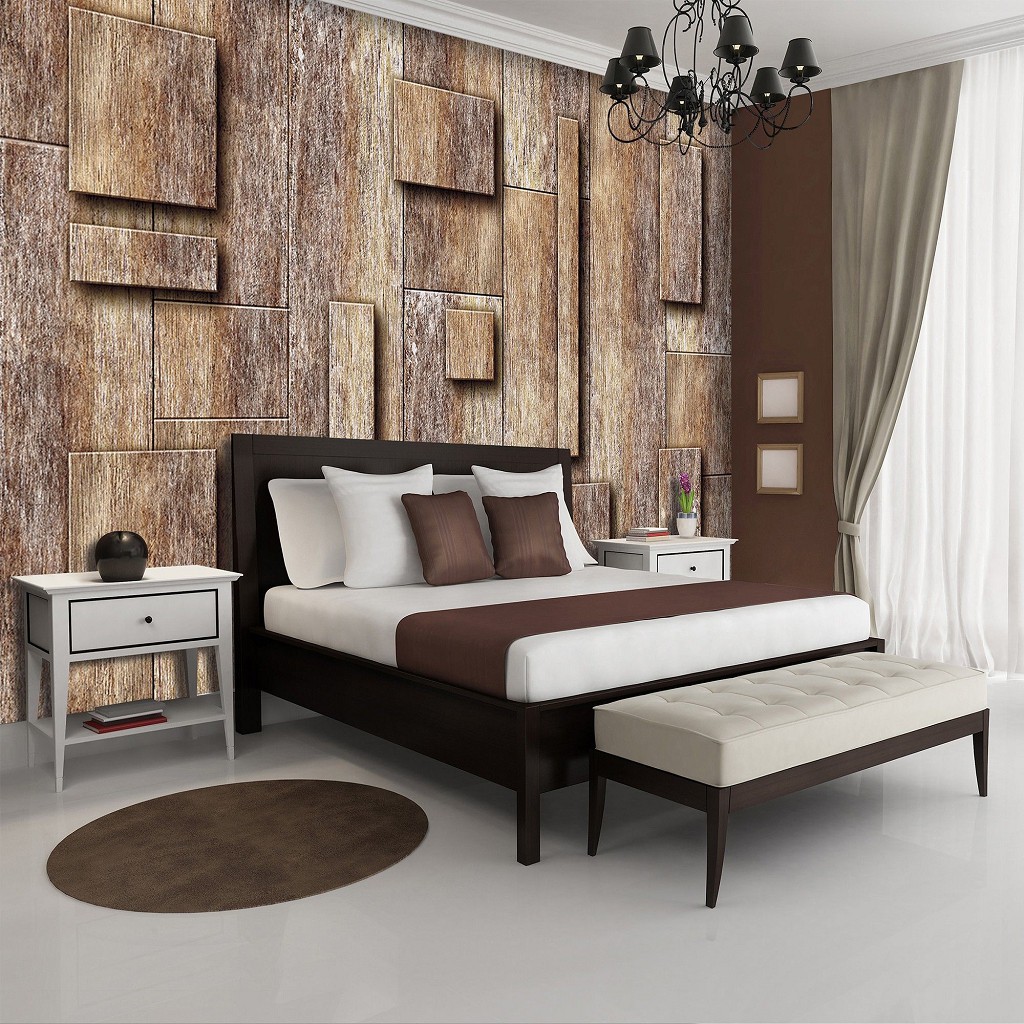 Флізелінові 3д фотошпалери в клітку 368x254 см Дерев'яні дошки та квадрати (3098V8)+клей