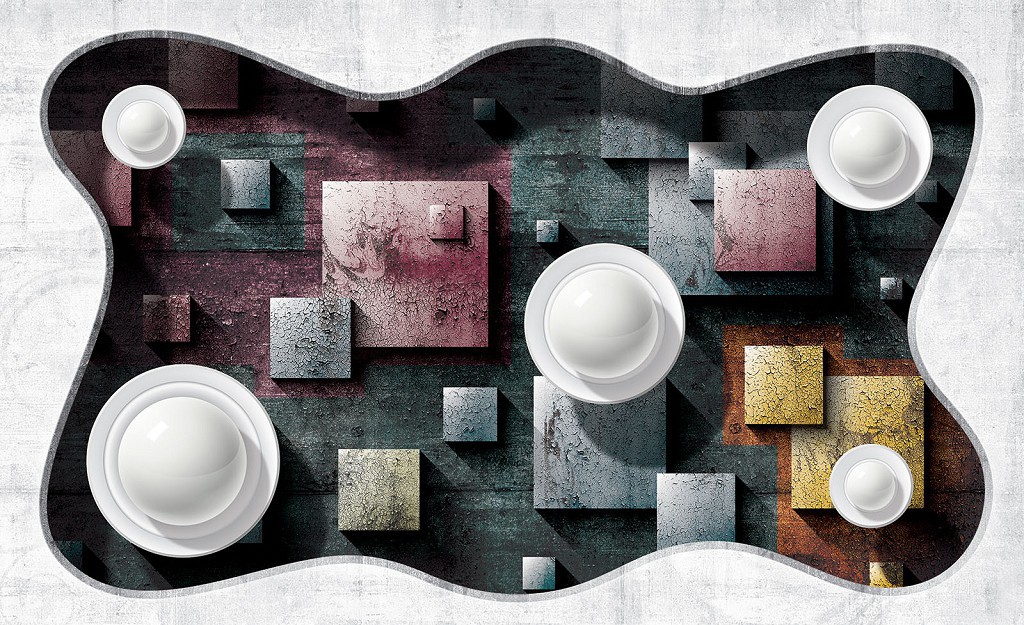 Флизелиновые фотообои красивые 312x219 см Геометрические фигуры с 3Д эффектом (3149VEXXL)+клей