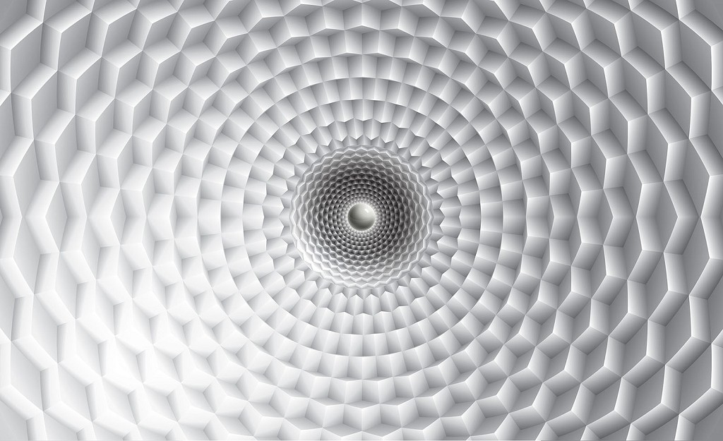 Флизелиновые фотообои на всю стену 254x184 см 3Д тоннель из белых кубиков (3182V4)+клей