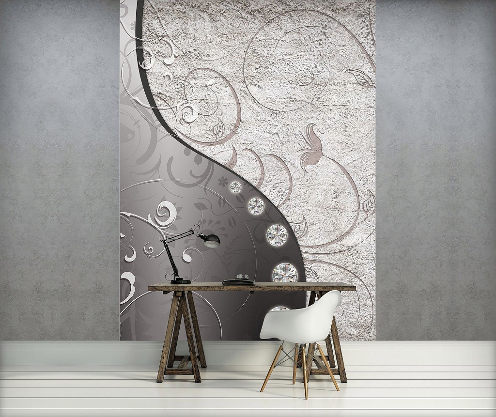Флизелиновые фотообои 184x254 см Серый абстрактный декор (3191V4A)+клей