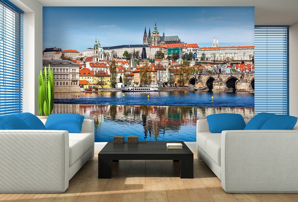 Флизелиновые фотообои в коридор 368x280 см Город Прага (3249V10)+клей