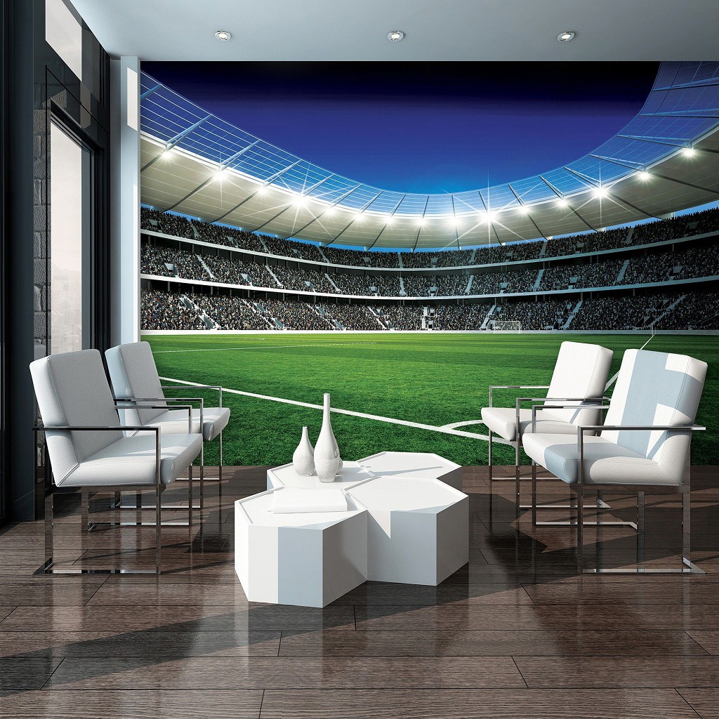 Флизелиновые фотообои футбол в комнату детские для мальчика 368x254 см 3Д Большой стадион (324V8)+клей