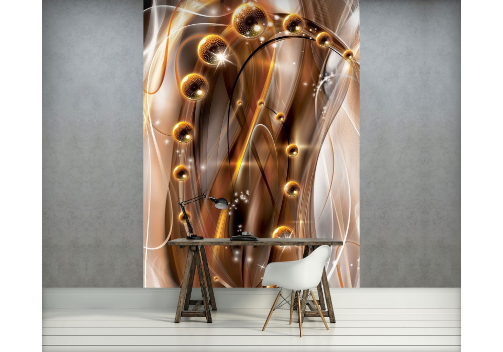 Флизелиновые фотообои в зал 184x254 см Шары в пространстве на коричневом фоне (3252V4A)+клей