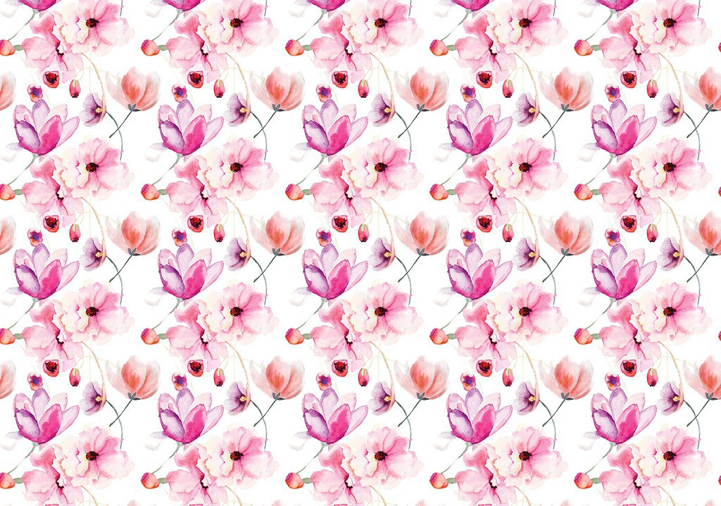 Флізелінові фотошпалери для зали 368x254 см Візерунок з червоних квітів на білому тлі (3276V8)+клей