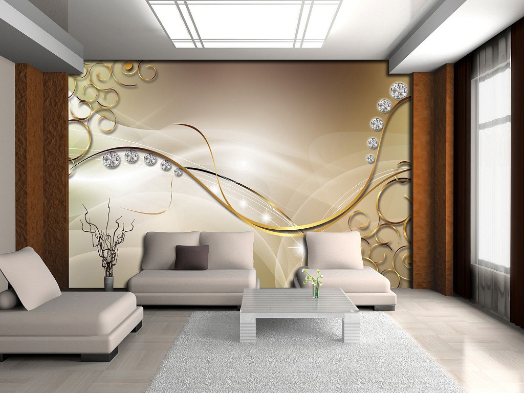 Мистецтво флізелінові фотошпалери 254x184 см Хвилястий візерунок на бежевому фоні (3281V4)+клей