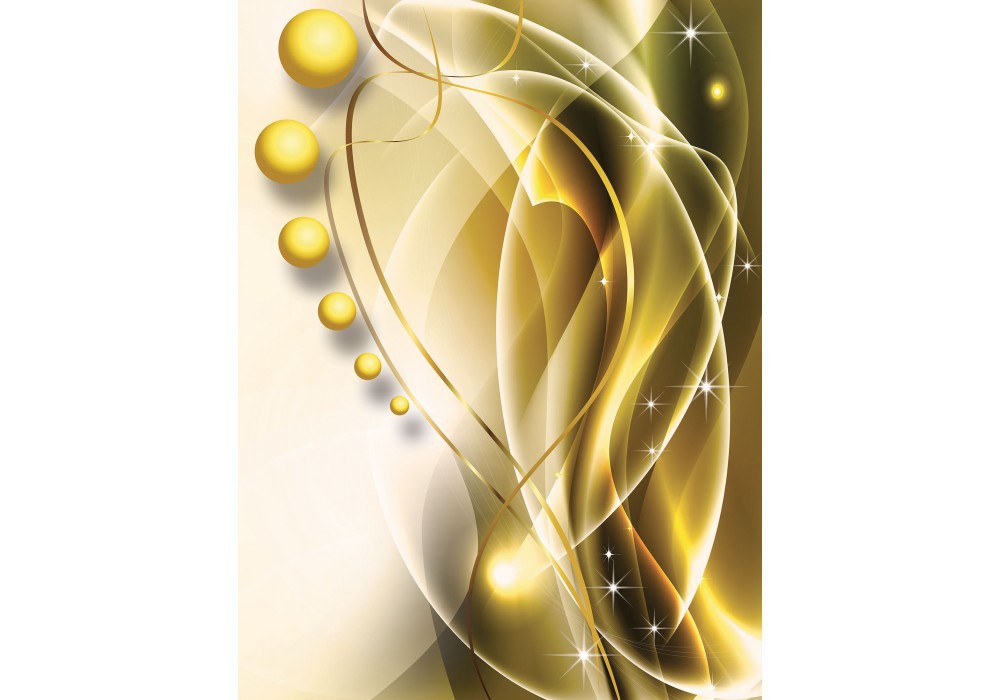 Флизелиновые фотообои красивые шары 184x254 см Желтые сферы и волнистый узор (3283V4A)+клей