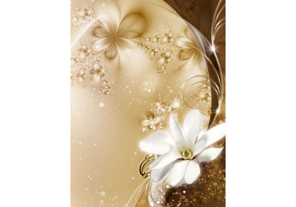 Флізелінові фотошпалери квіти 206x275 см Яскравий красивий візерунок та біла лілія (3331VEA)+клей