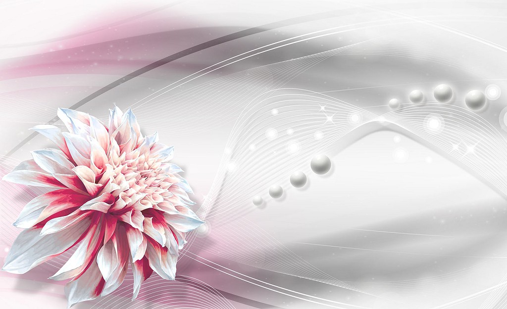 Красиві флізелінові фотошпалери на кухню 254x184 см Велика квітка на світлому фоні (3351V4)+клей