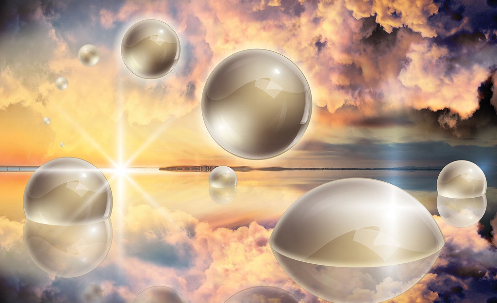 Флизелиновые фотообои для зала 368x254 см 3Д шары падающие в воду (3475V8)+клей