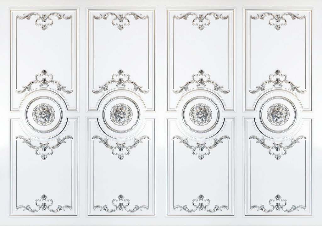 Флизелиновые фотообои для спальни 416x254 см Белый винтажный узор (3530VEXXXL)+клей