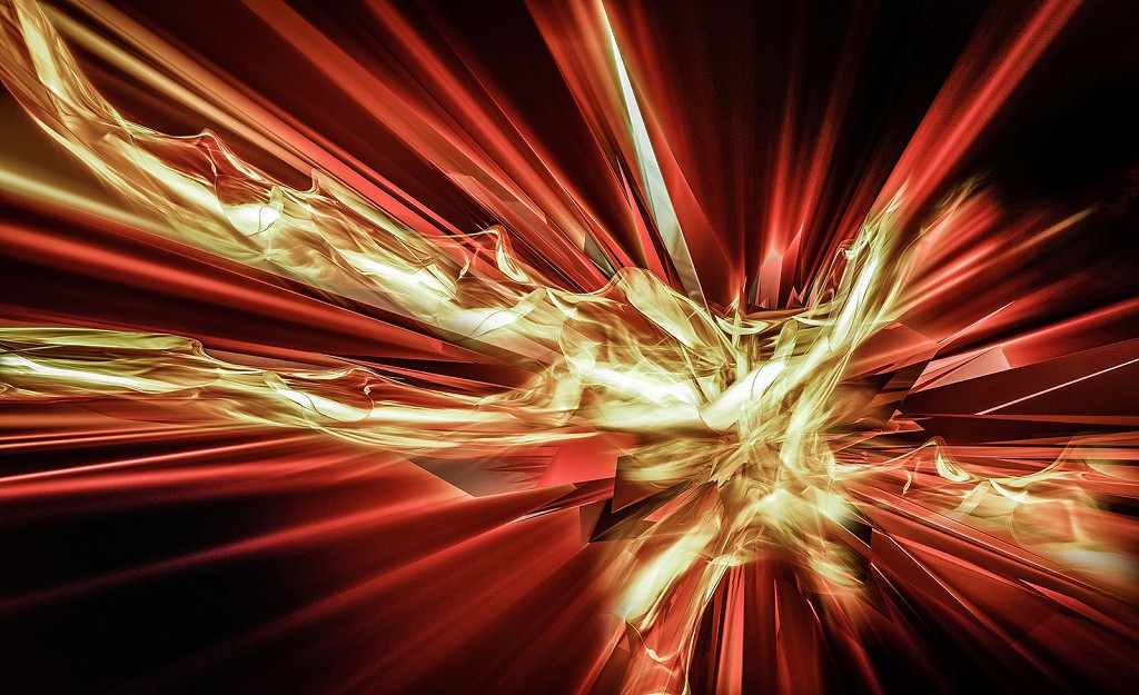 Красивые флизелиновые фотообои на кухню 312x219 см Красочный абстрактный взрыв на черном фоне (3541VEXXL)+клей