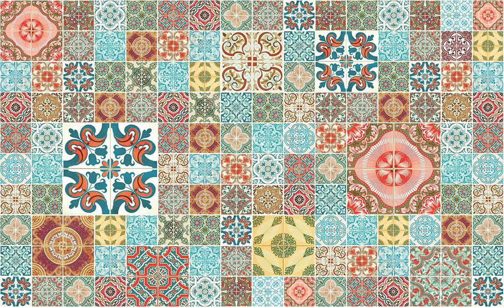 Флізелінові фотошпалери для кухні 368x254 см Імітація плитки (3552V8)+клей