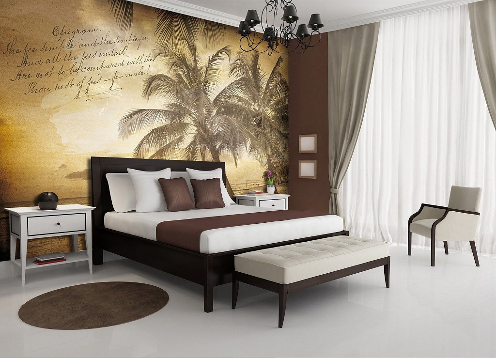 Вид на море флізелінові фотошпалери 312x219 см Листівка з тропіків у сепії (3588VEXXL)+клей