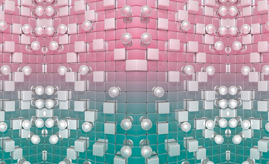 Флізелінові фотошпалери красиві 416x290 см 3Д Сталеві кубики та кульки (3655VEXXXXL)+клей