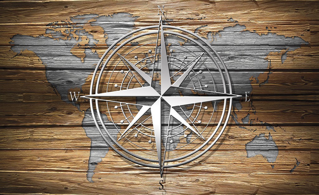 Популярные флизелиновые фотообои 254x184 см Карта мира и компас на досках (3703V4)+клей