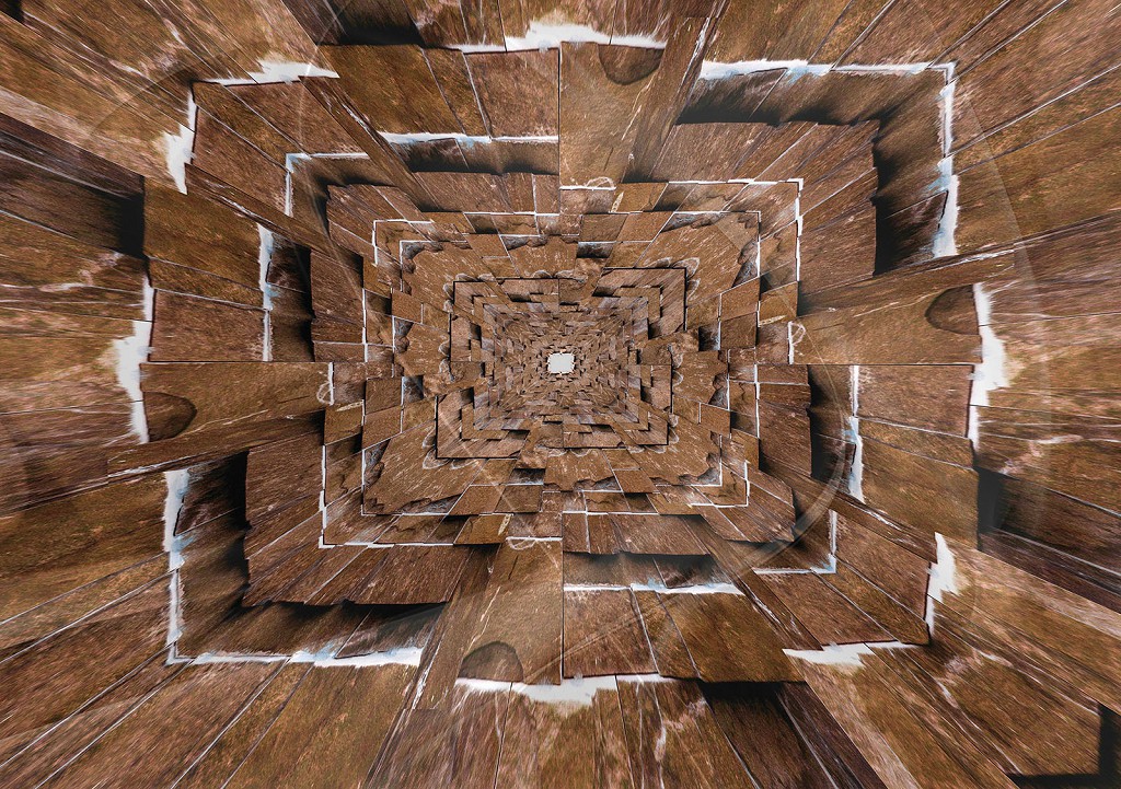 Флізелінові фотошпалери фото 312x219 см 3Д Тунель із коричневих дощок (3716VEXXL)+клей