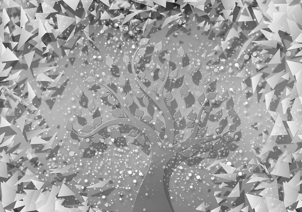 Популярные флизелиновые фотообои 312x219 см Дерево и осколки в сером цвете (3753VEXXL)+клей