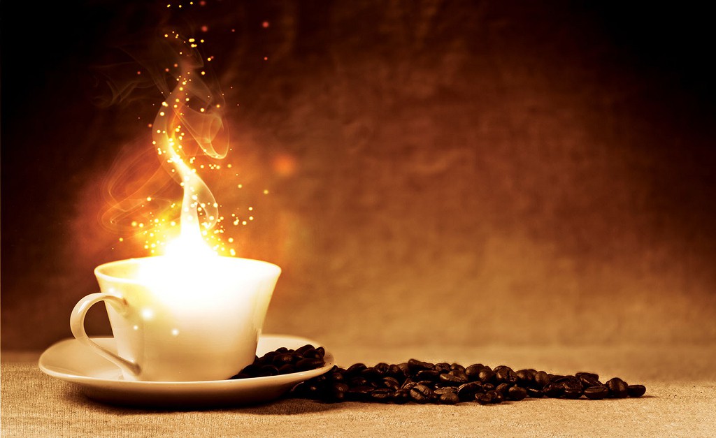 Кава флізелінові коричневі фотошпалери 368x254 см Палаюча кавова чашка (404V8)+клей