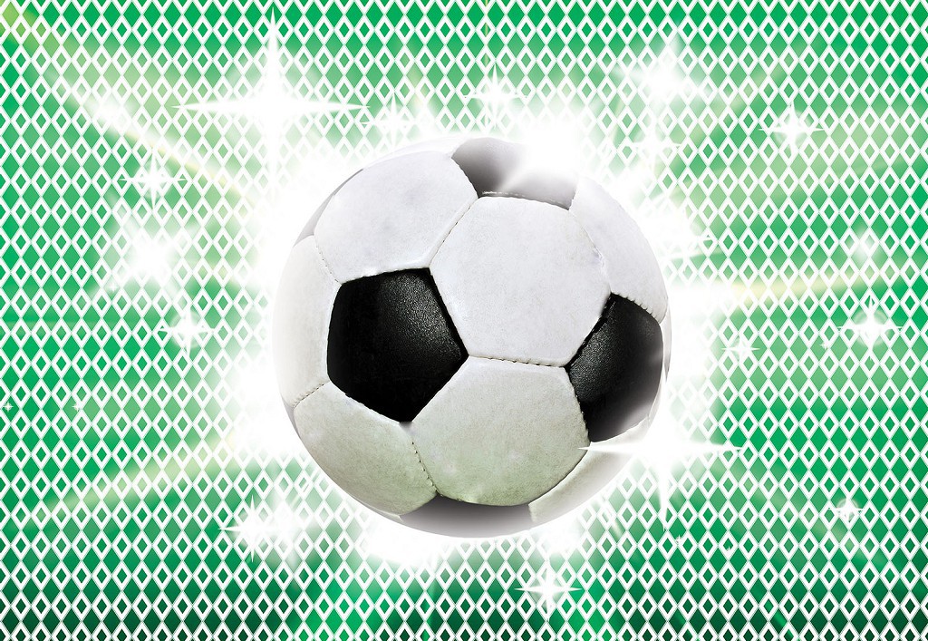 Флізелінові фотошпалери футбол дитячі для хлопчиків 312x219 см м'яч на фоні ромбиків (477VEXXL)+клей