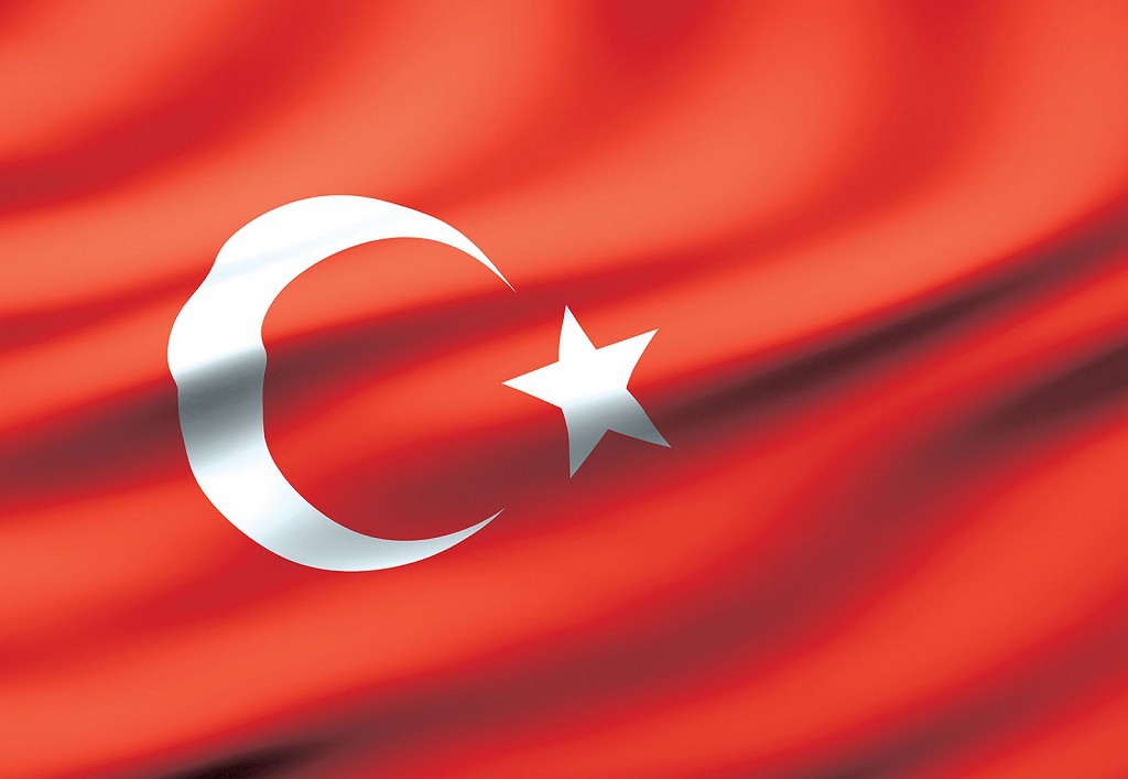 Флизелиновые фотообои для мальчика подростка 368x254 см 3D Развевающийся флаг Турции (489V8)+клей