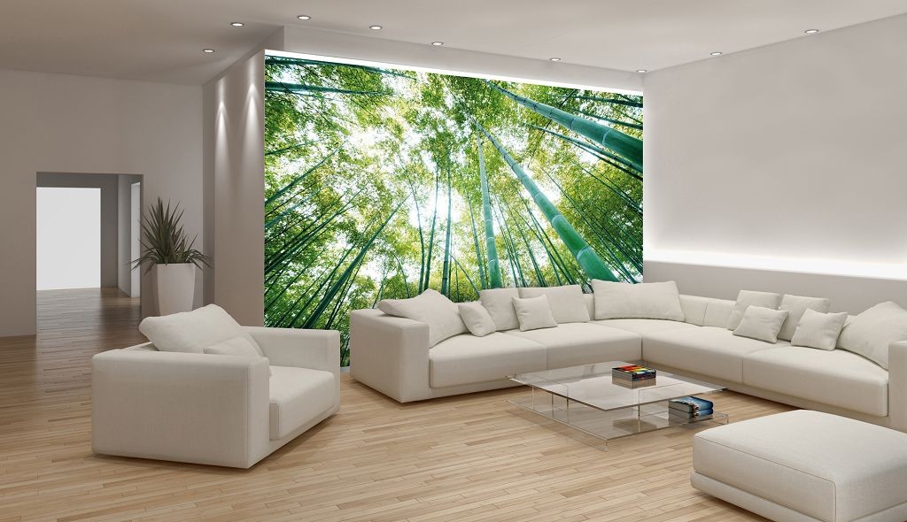 Флізелінові фотошпалери природа 254x184 см 3Д Високий бамбуковий ліс (150V4)+клей