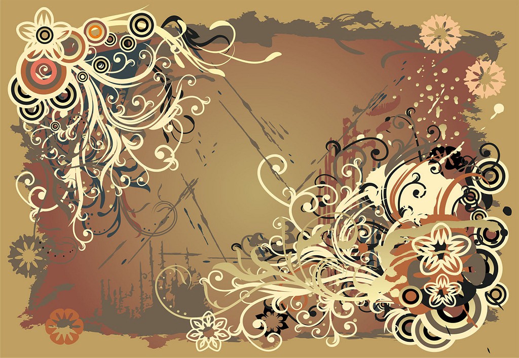 Флізелінові фотошпалери до зали 416x254 см Різнокольорові візерунки на світлому фоні коричневий (8-008VEXXXL) +клей