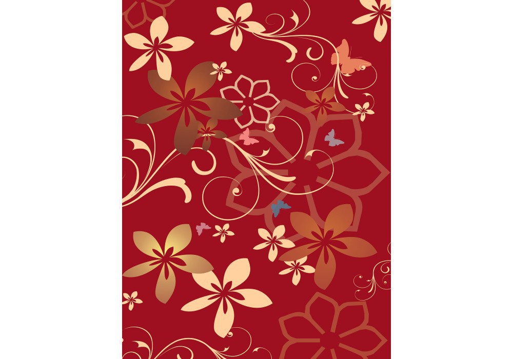 Флізелінові фотошпалери 184x254 см Намальовані квіти на червоному тлі (8-017V4A)+клей