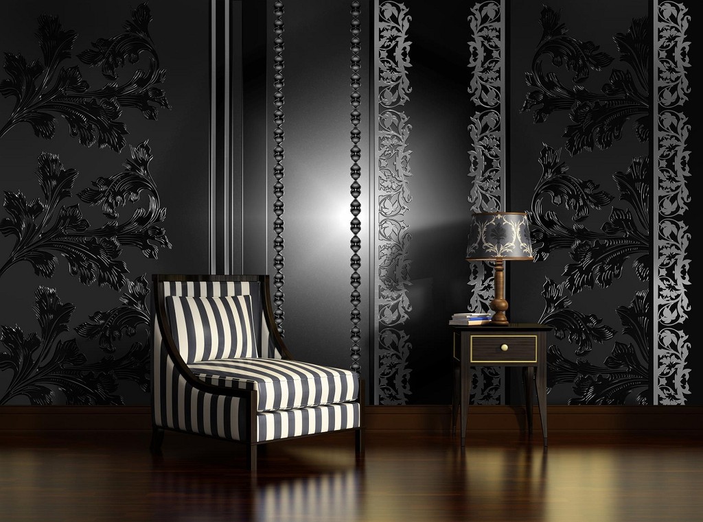 Флизелиновые фотообои 312x219 см Черный полосатый декор (1448VEXXL)+клей