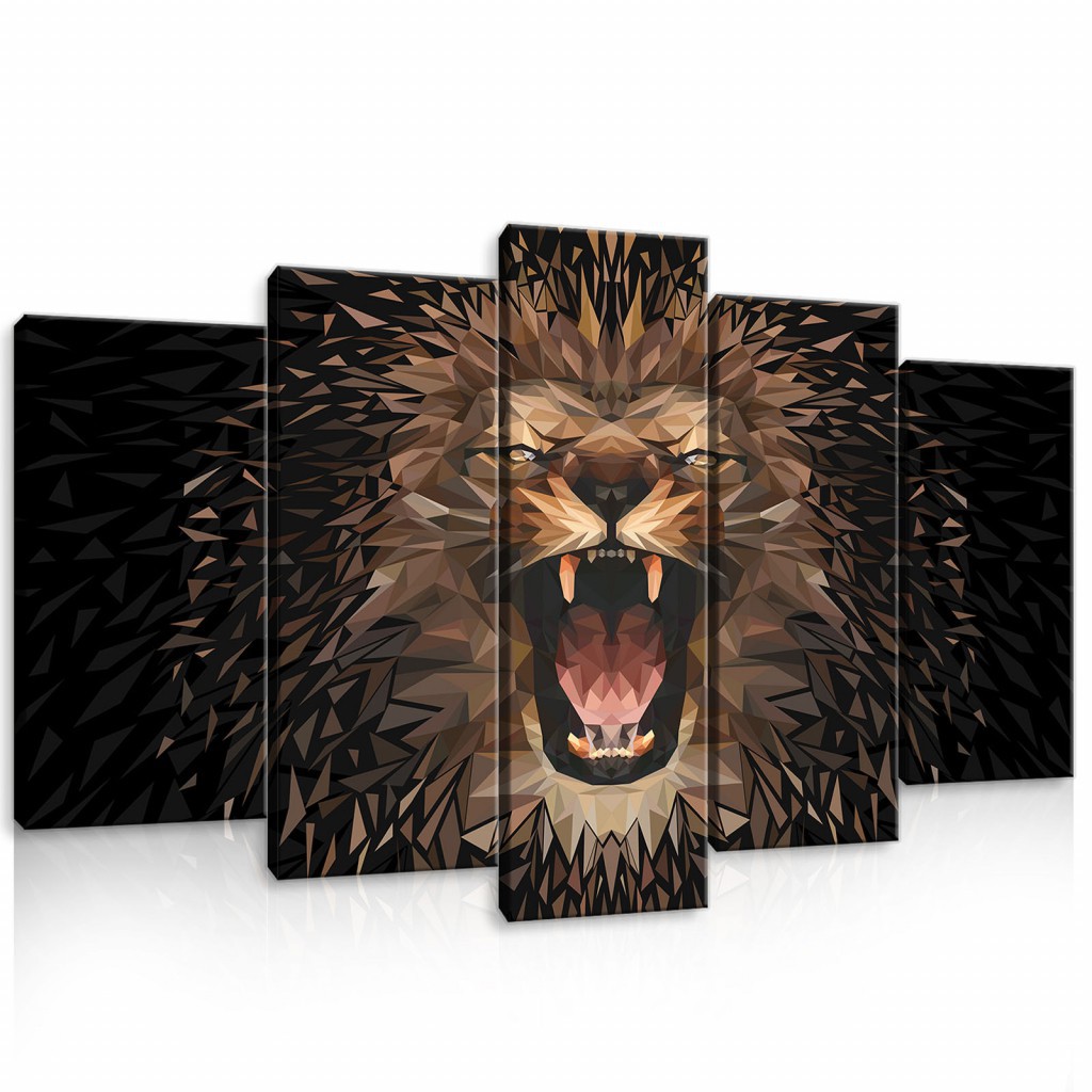 Модульна картина на полотні 2x20x40 см, 2x20x50 см, 1x20x60 см Лев (PS11559S17)