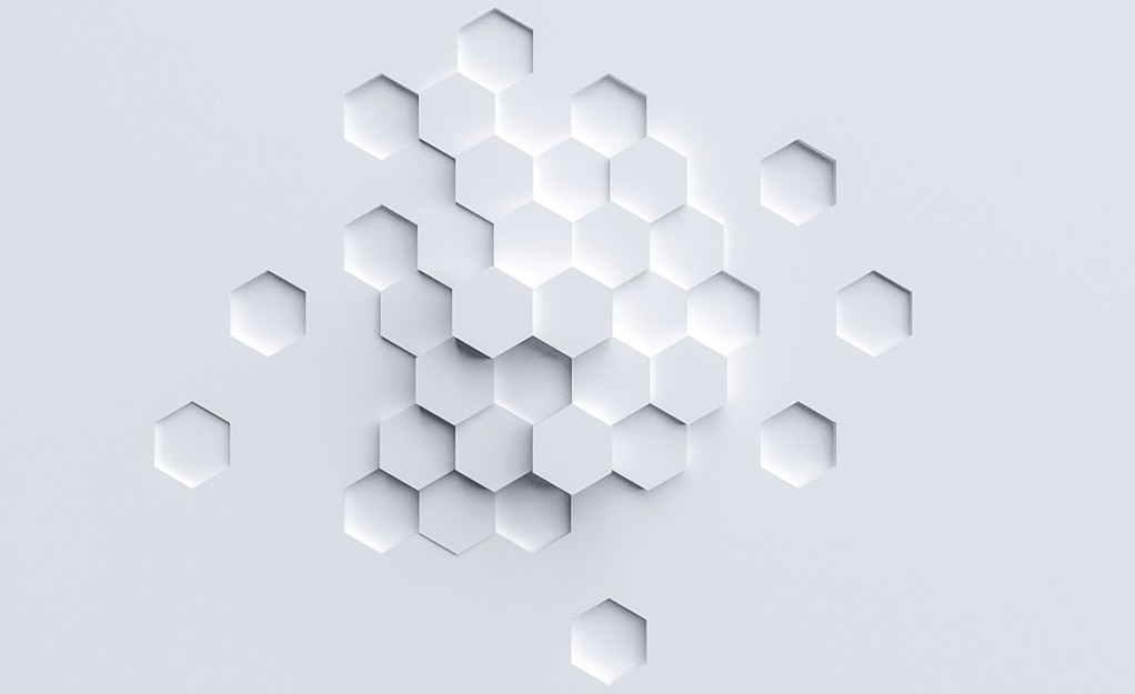 Флизелиновые фотообои абстрактные 416x254 см 3д Соты - Белые шестигранники на стене (12556VEXXXL)+клей