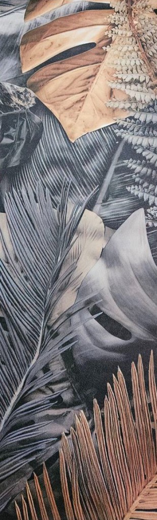 Фотообои 3D виниловые 70x210 см Цветы - Золотые и серые листья (13804W3)