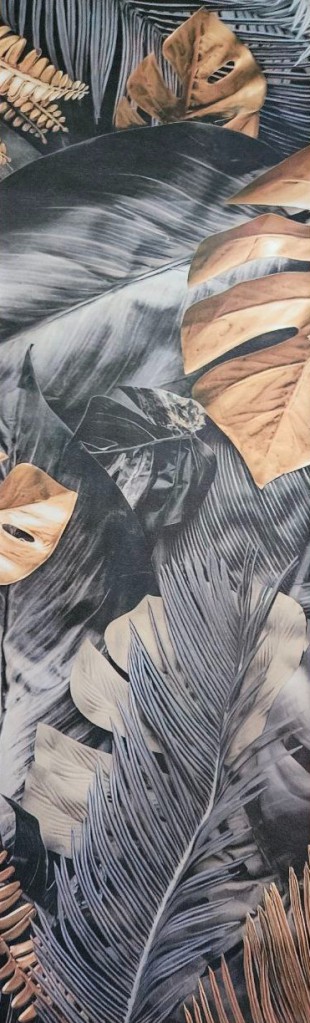 Фотообои 3D виниловые 90x310 см Цветы - Золотые и серые листья (13804W2)