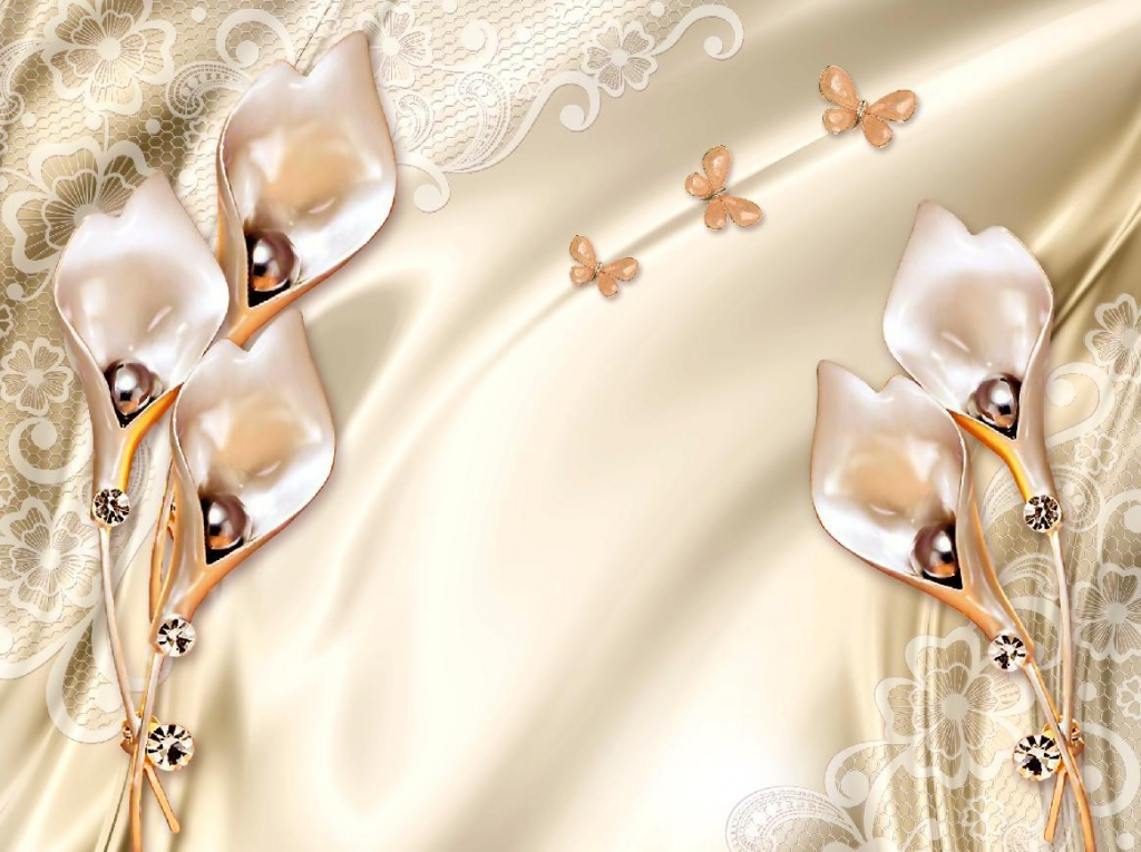 Фотошпалери флізелінові - Квіти та візерунки на золотому тлі 400x300 см (11909V11)