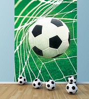 Флизелиновые 3д фотообои футбольное поле 184x254 см Мяч в воротах (015V4A)+клей