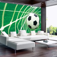 Флизелиновые 3д фотообои в детскую футбол 254x184 см Мяч в воротах (015V4)+клей