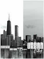 Зал флизелиновые фотообои 184x254 см Город - черно-белые небоскребы (052V4A)+клей