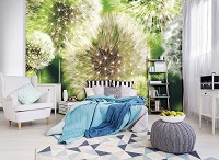 Флізелінові 3D фотошпалери квіти 368x254 см Багато кульбаб на зеленому тлі (056V8)+клей - вид 7 мініатюра