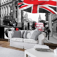 Флизелиновые фотообои город 254x184 см Лондонские улицы и английский флаг (059V4)+клей - вид 7 миниатюра