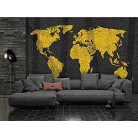 Флизелиновые фотообои 460x300 см Желтая карта на темном фоне (10000V12) +клей