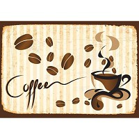 Моющиеся флизелиновые фотообои на кухню 368x280 см Чашка кофе и кофейных зерен на полосатом фоне (10001V10) +клей - вид 1 миниатюра