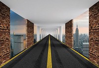 Флізелінові фотошпалери з малюнком міста 254x184 см Нью-Йорк 3D дорога в тунелі (10002V4)+клей - вид 1 мініатюра